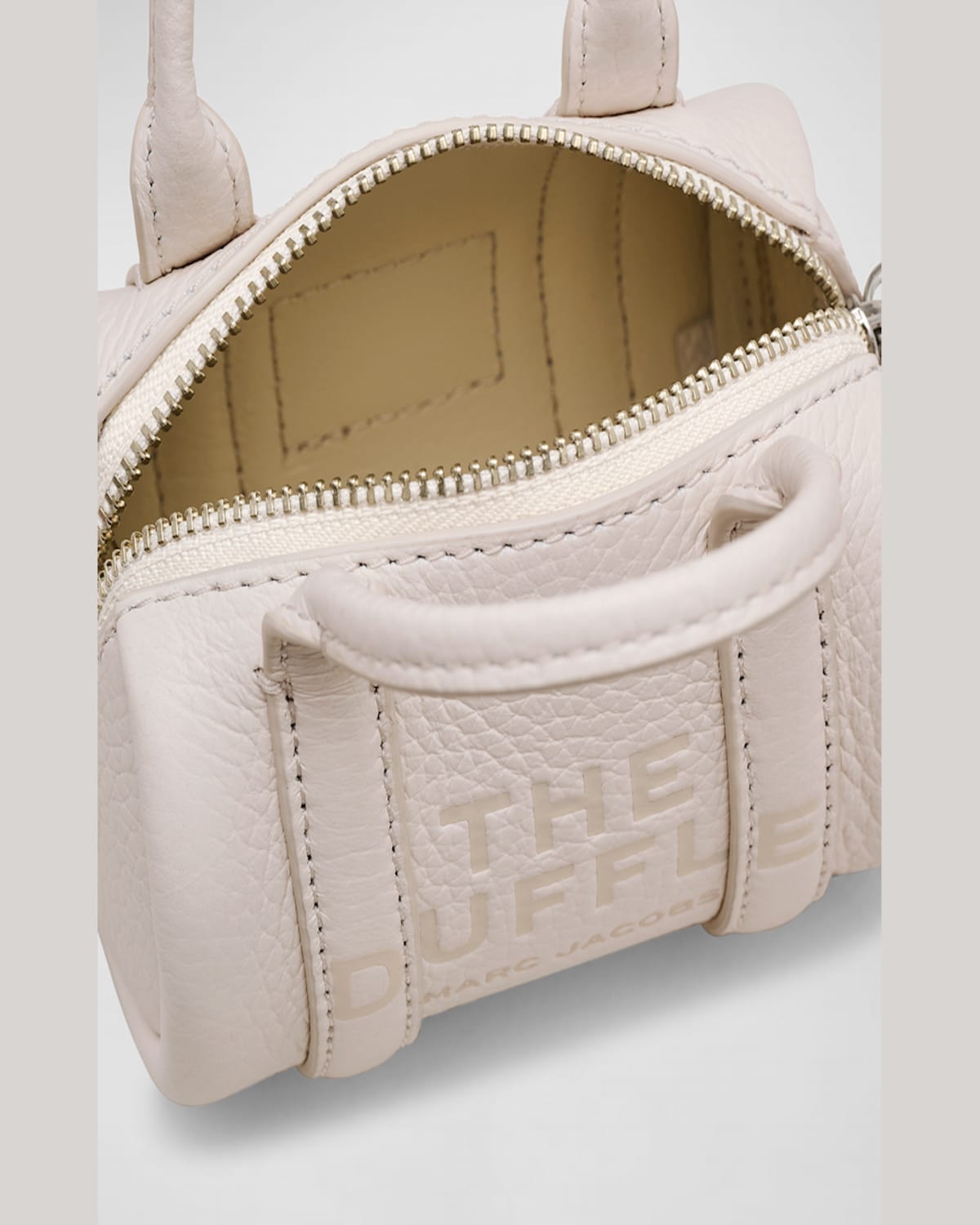 Marc Jacobs The Leather Nano Duffle Crossbody Bag In Cotton Silver