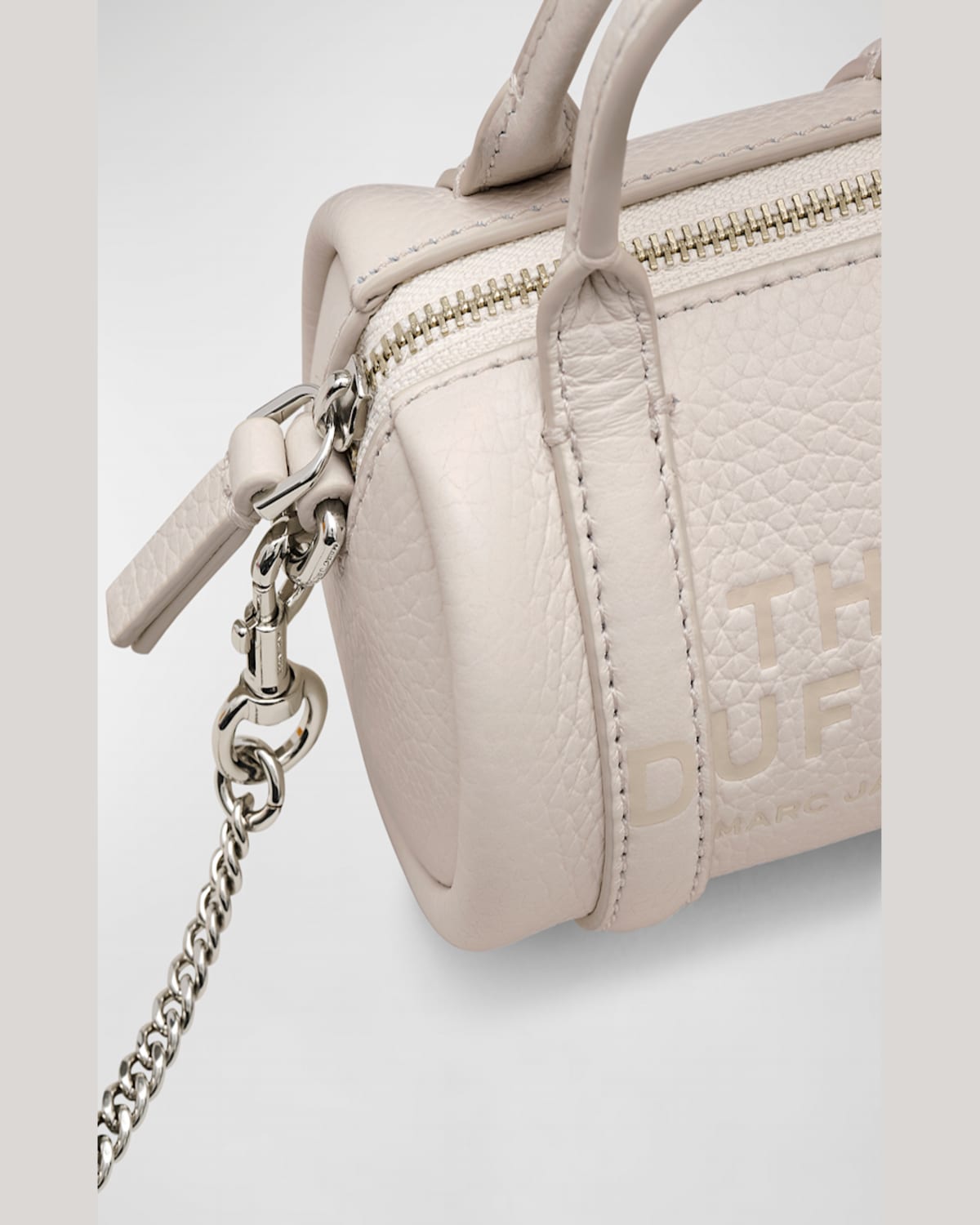 Marc Jacobs The Leather Nano Duffle Crossbody Bag In Cotton Silver