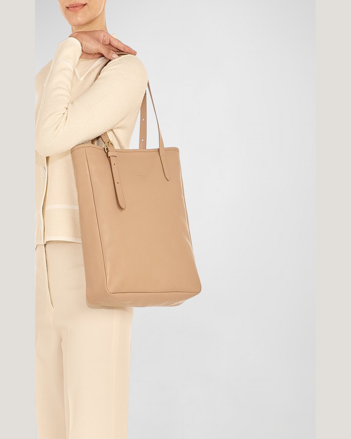 Il Bisonte Novecento North-south Leather Tote Bag In Caffe Latte