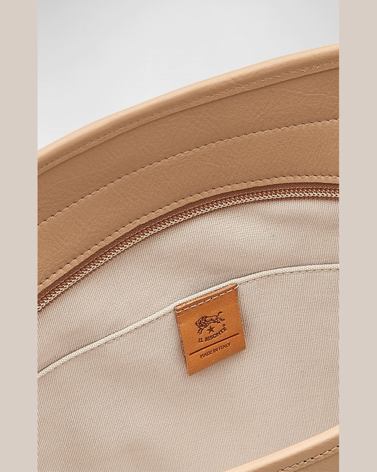 Il Bisonte Novecento North-south Leather Tote Bag In Caffe Latte