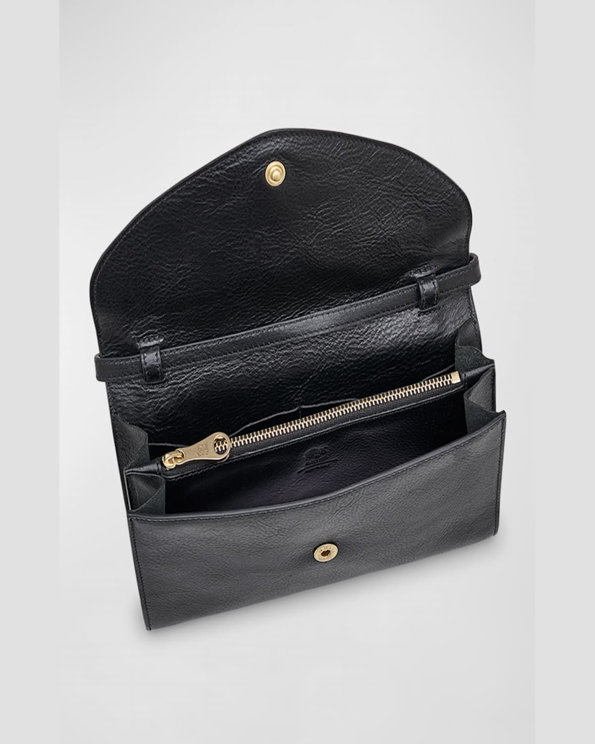 Il Bisonte Bigallo Envelope Flap Leather Clutch Bag In Black