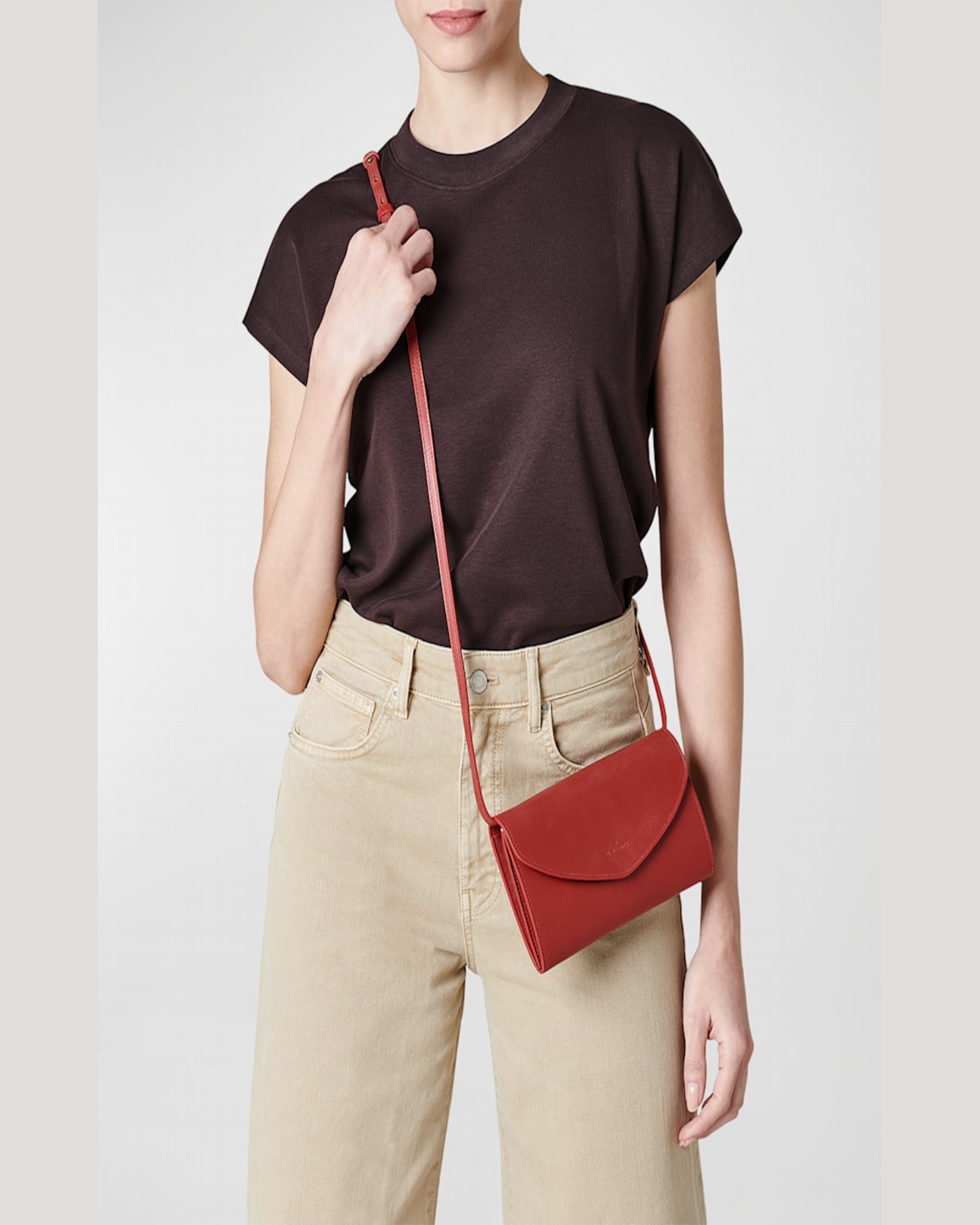 Il Bisonte Bigallo Envelope Flap Leather Clutch Bag In Rosso