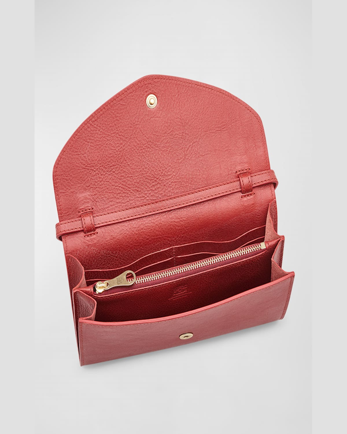 Il Bisonte Bigallo Envelope Flap Leather Clutch Bag In Rosso