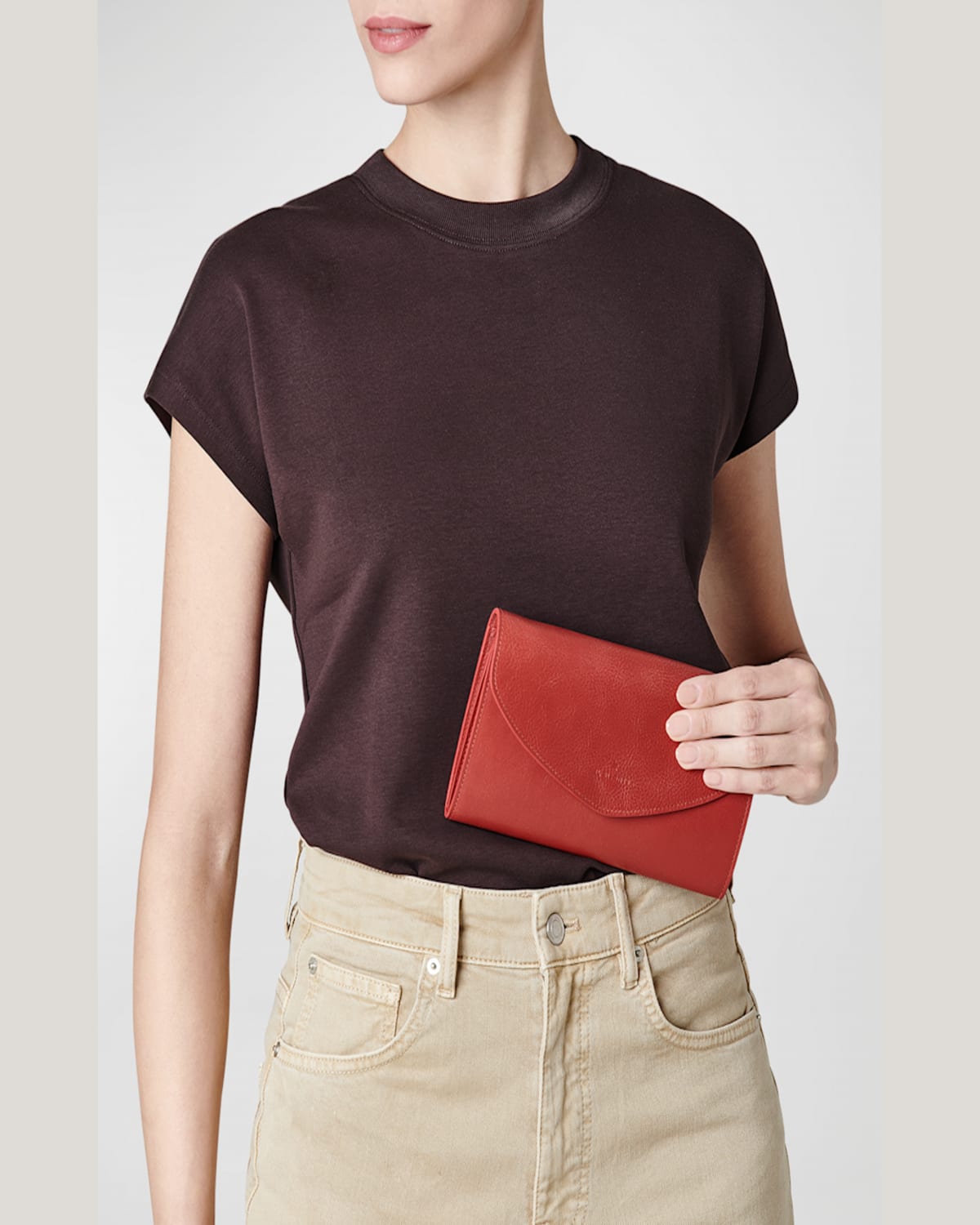 Il Bisonte Bigallo Envelope Flap Leather Clutch Bag In Rosso