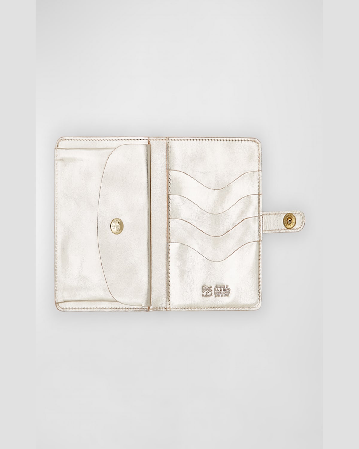 Il Bisonte Medium Flap Leather Wallet In Platino
