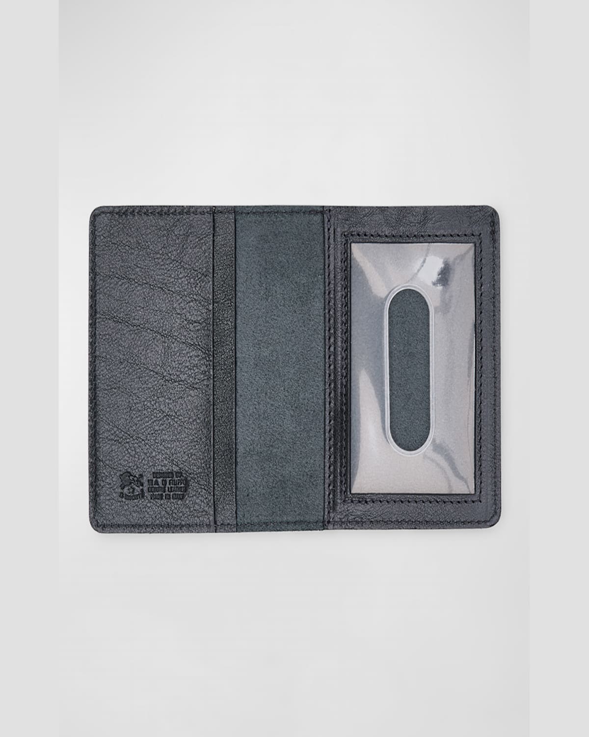 Il Bisonte Classic Bifold Leather Card Case In Black