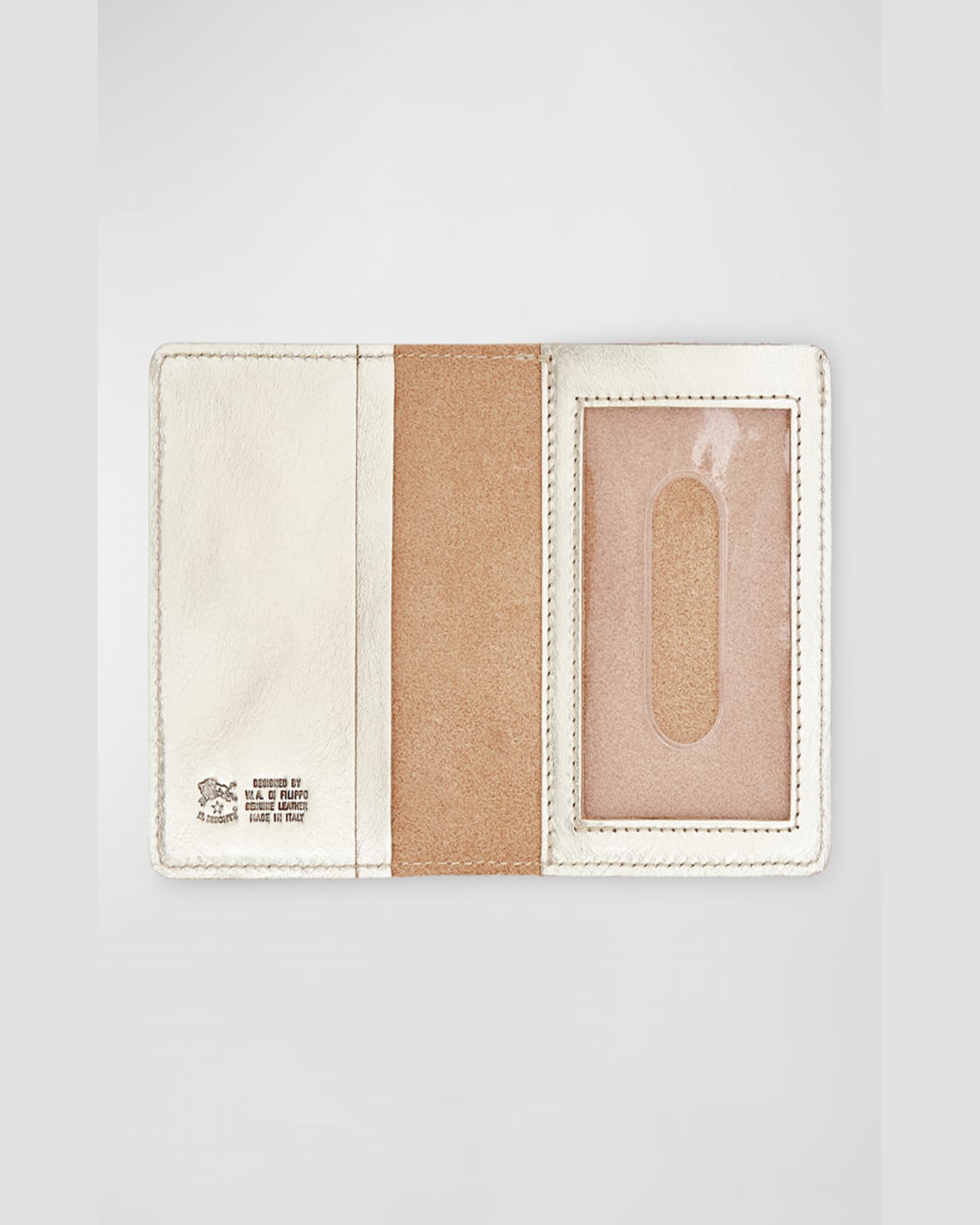 Il Bisonte Classic Bifold Leather Card Case In Platino