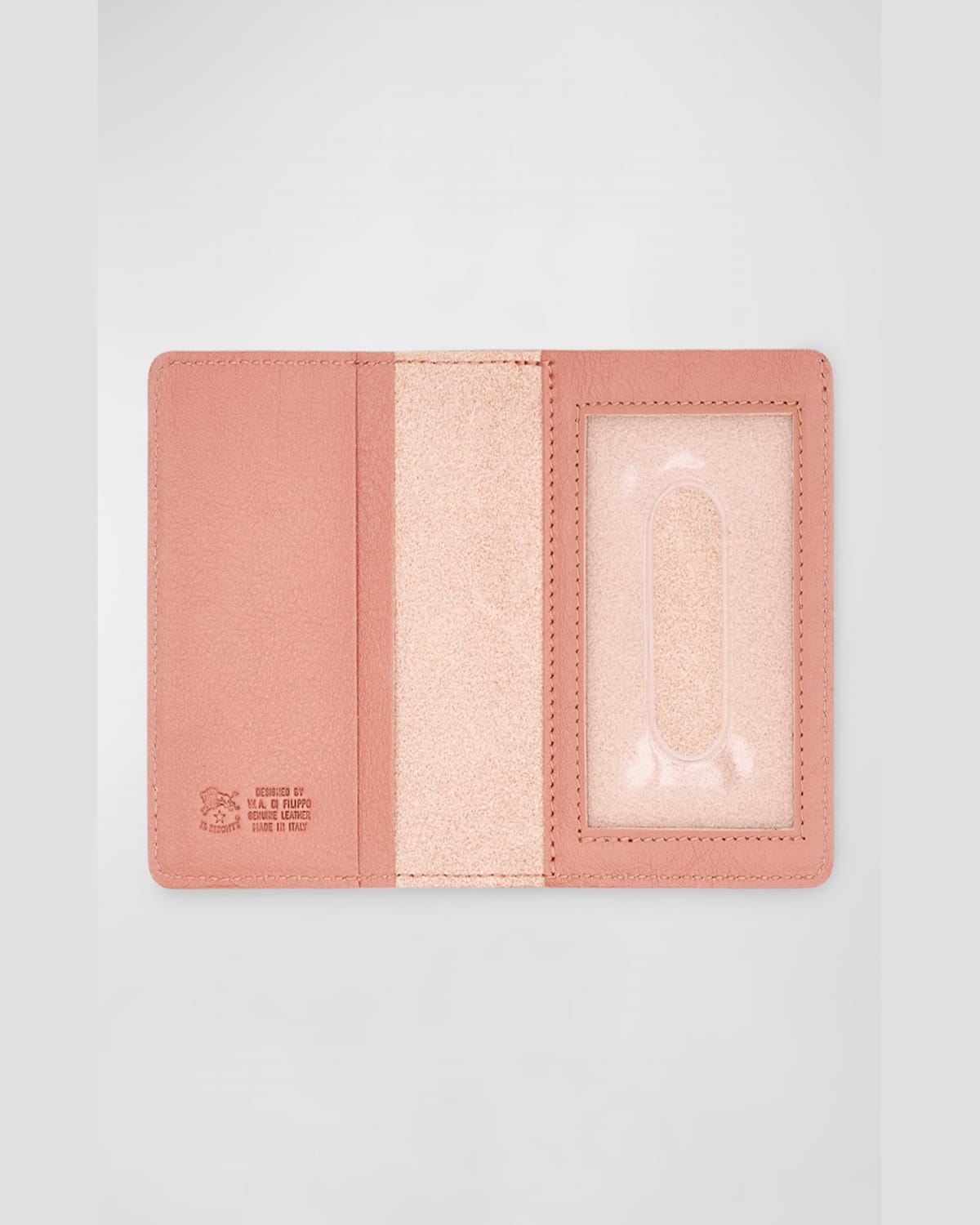 Il Bisonte Classic Bifold Leather Card Case In Pompelmo