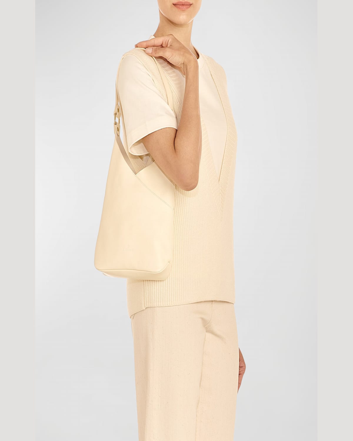 Il Bisonte Malibu Leather Shoulder Bag In Bianco Latte