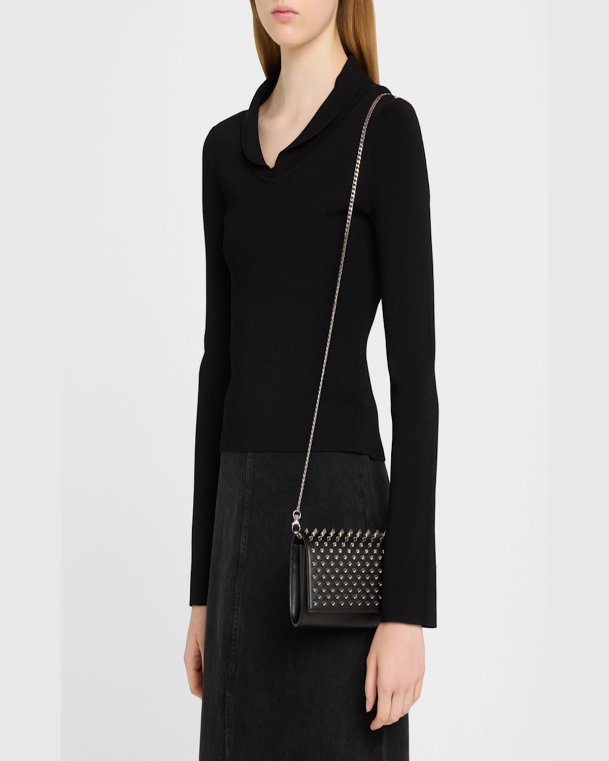 Christian Louboutin Rivet Shoulder Bag In Black/silver