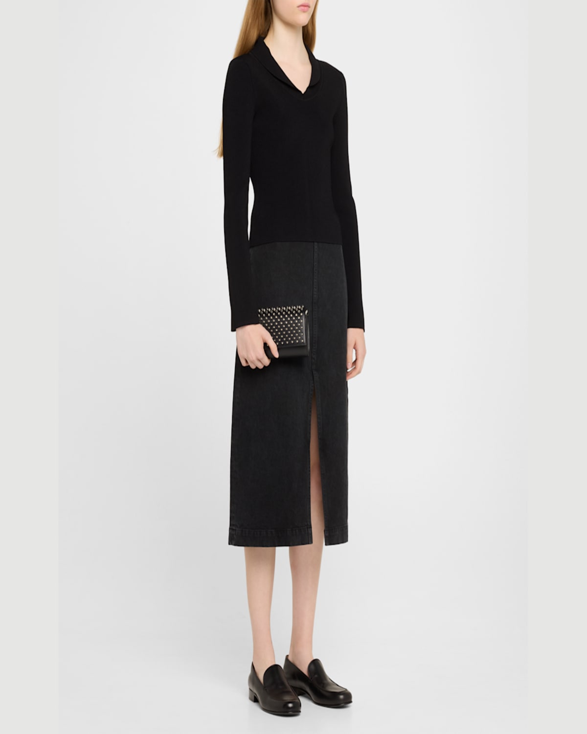 Christian Louboutin Rivet Shoulder Bag In Black/silver