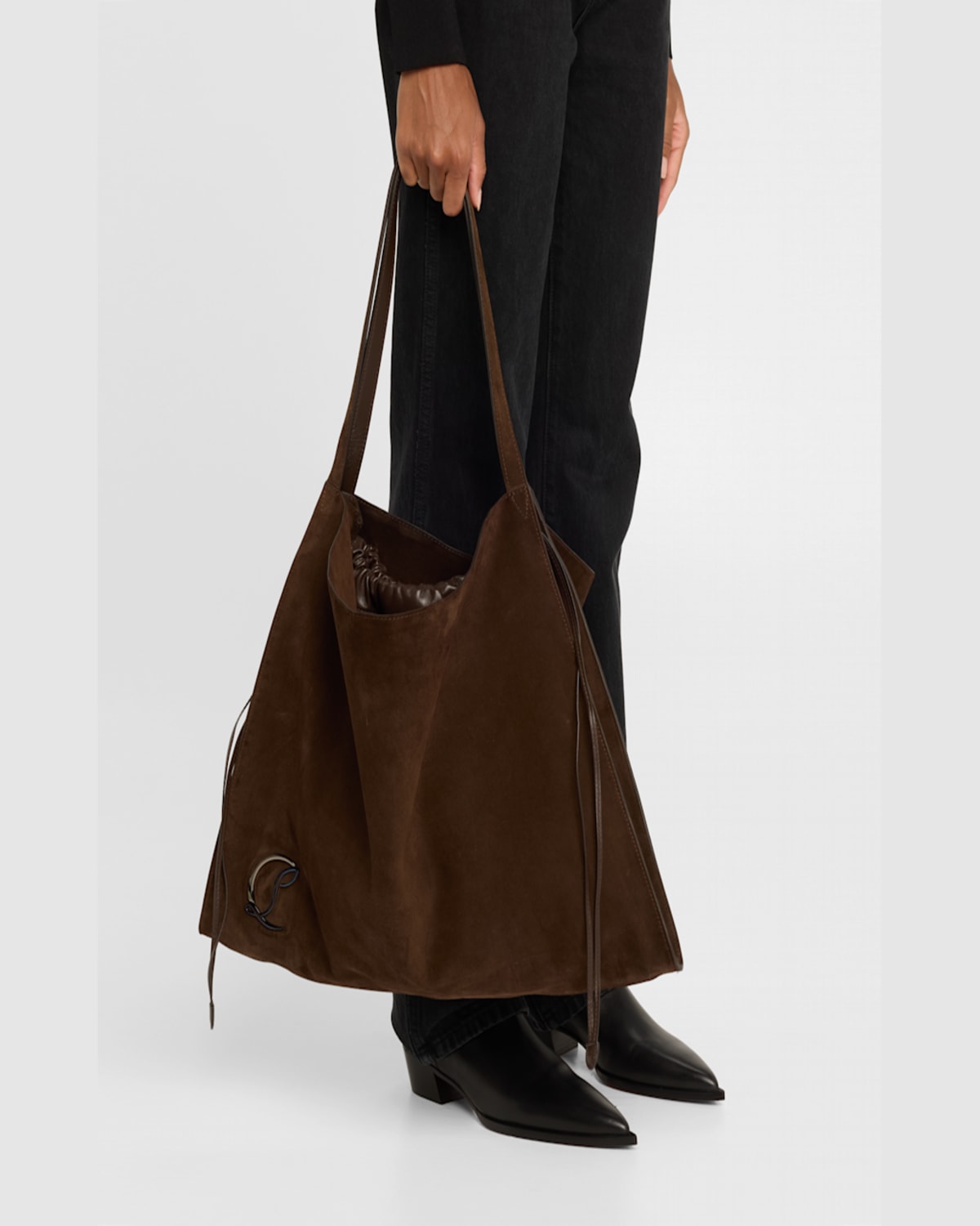Christian Louboutin Le 54 Tote In Suede In Chocolate