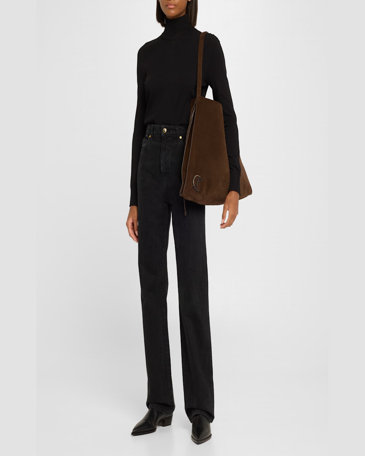 Christian Louboutin Le 54 Tote In Suede In Chocolate