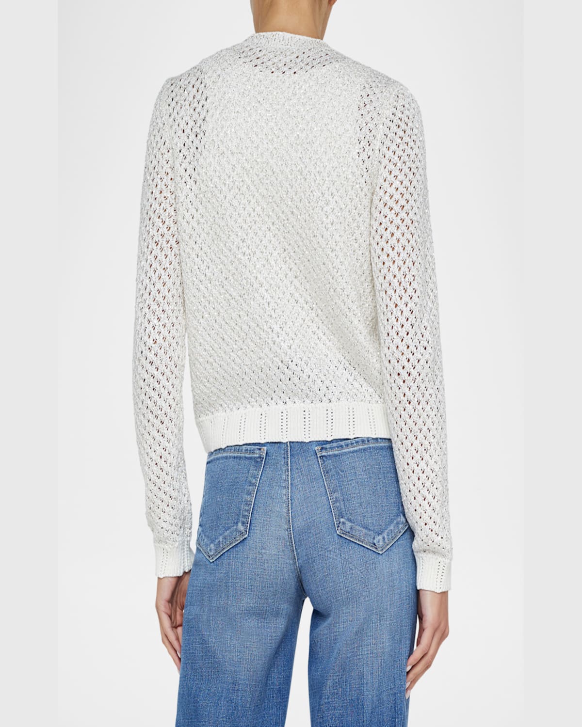 L Agence Blanca Sequined Cropped Cardigan In Ivorygold