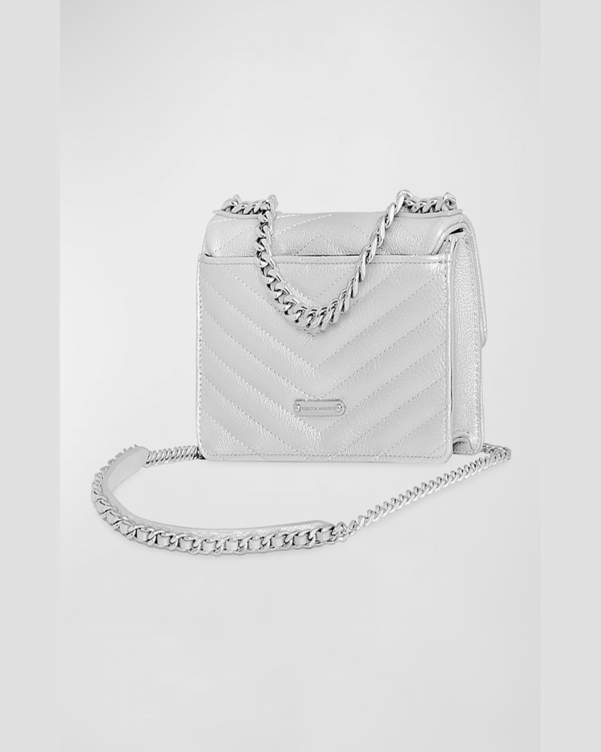 Rebecca Minkoff Edie Mini Metallic Quilted Crossbody Bag In Silver
