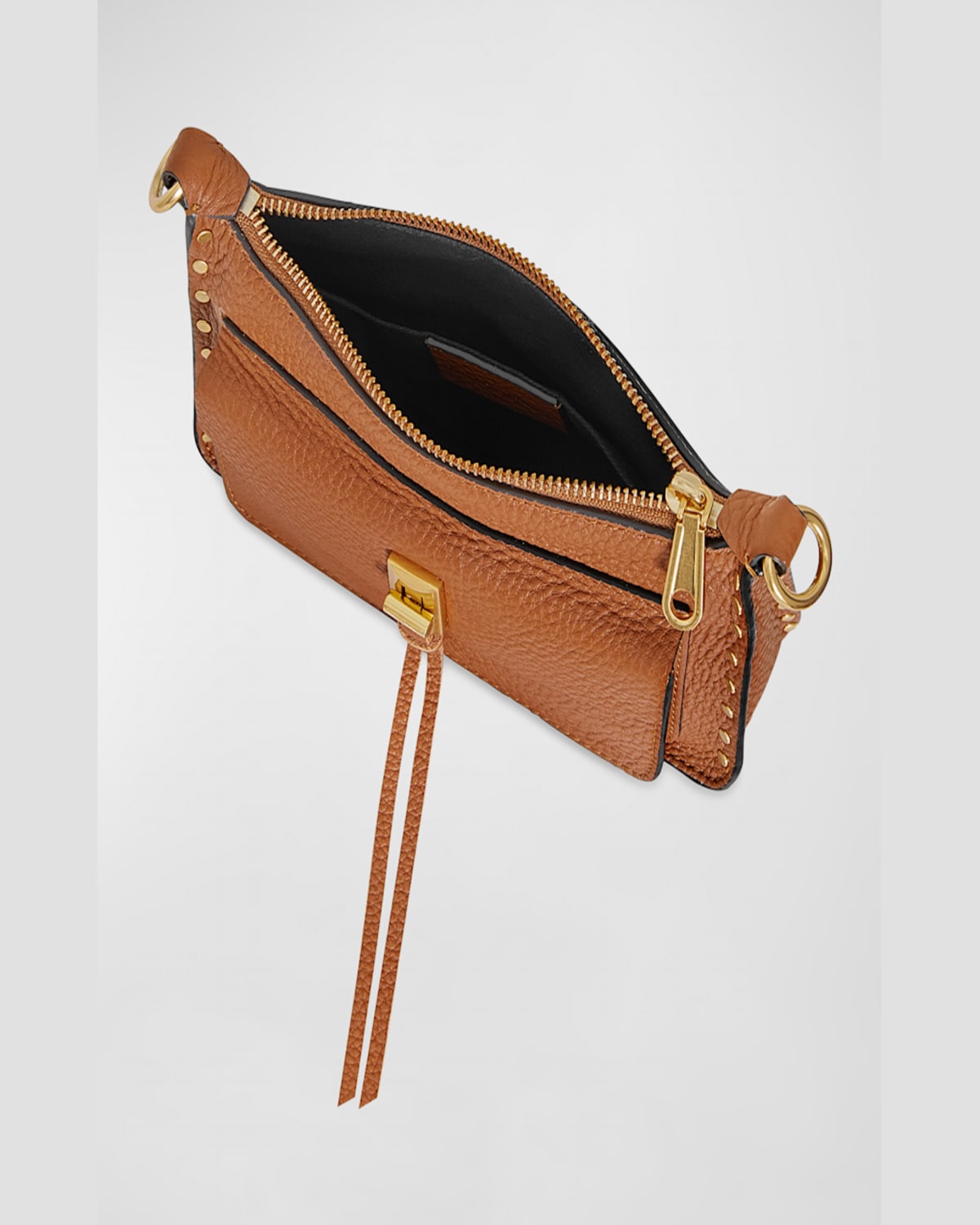 Rebecca Minkoff Darren Mini Zip Leather Crossbody Bag In Caramello