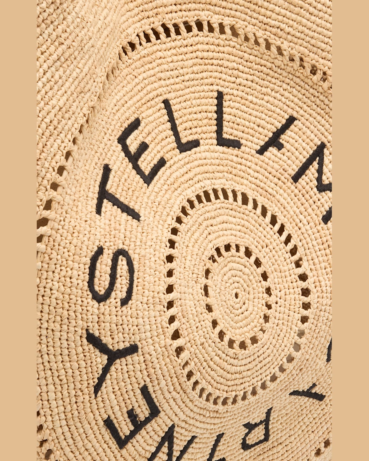 Stella Mccartney Logo Eco Crochet Raffia Tote Bag In Natural