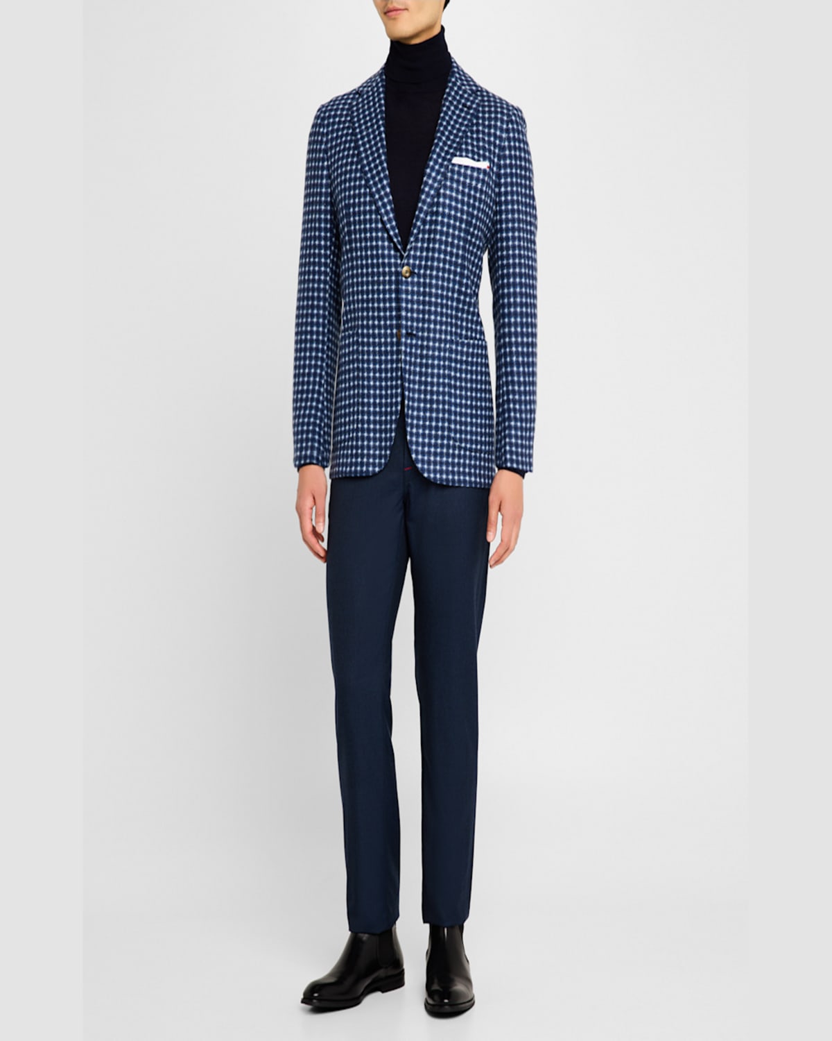 Kiton Men's Cashmere Large Houndstooth Sport Coat In Blu