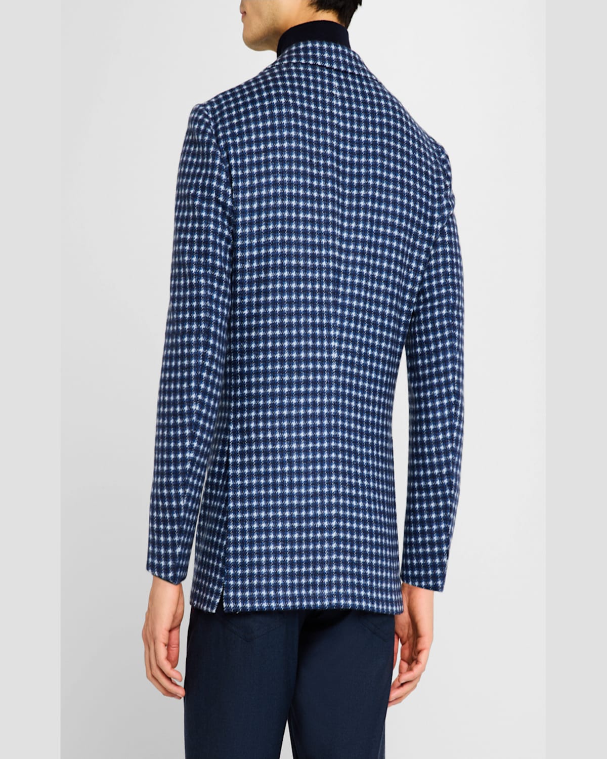 Kiton Men's Cashmere Large Houndstooth Sport Coat In Blu