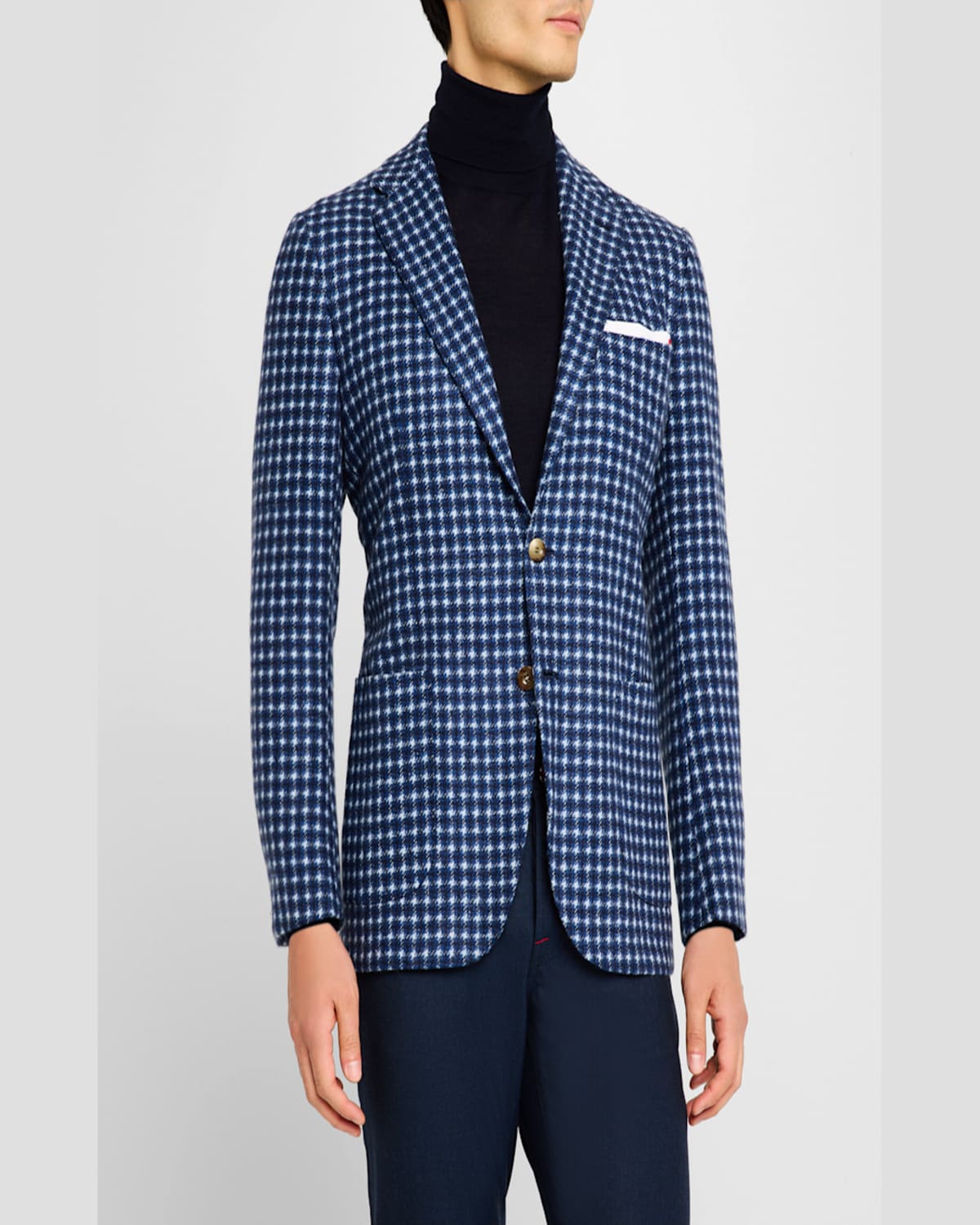 Kiton Men's Cashmere Large Houndstooth Sport Coat In Blu