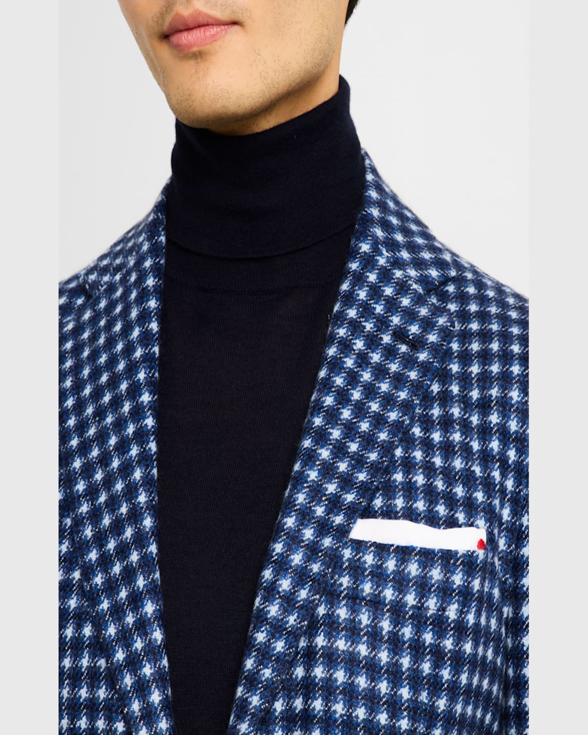Kiton Men's Cashmere Large Houndstooth Sport Coat In Blu