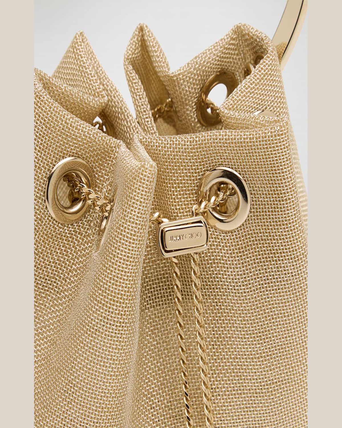 Jimmy Choo Bon Bon Drawstring Bucket Bag In Champagne