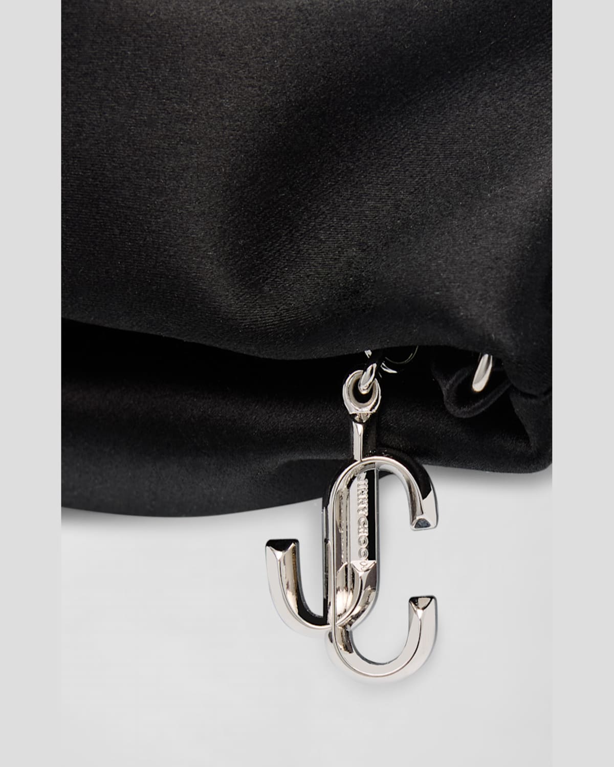 Jimmy Choo Bonny Ruched Satin Clutch Bag In Black