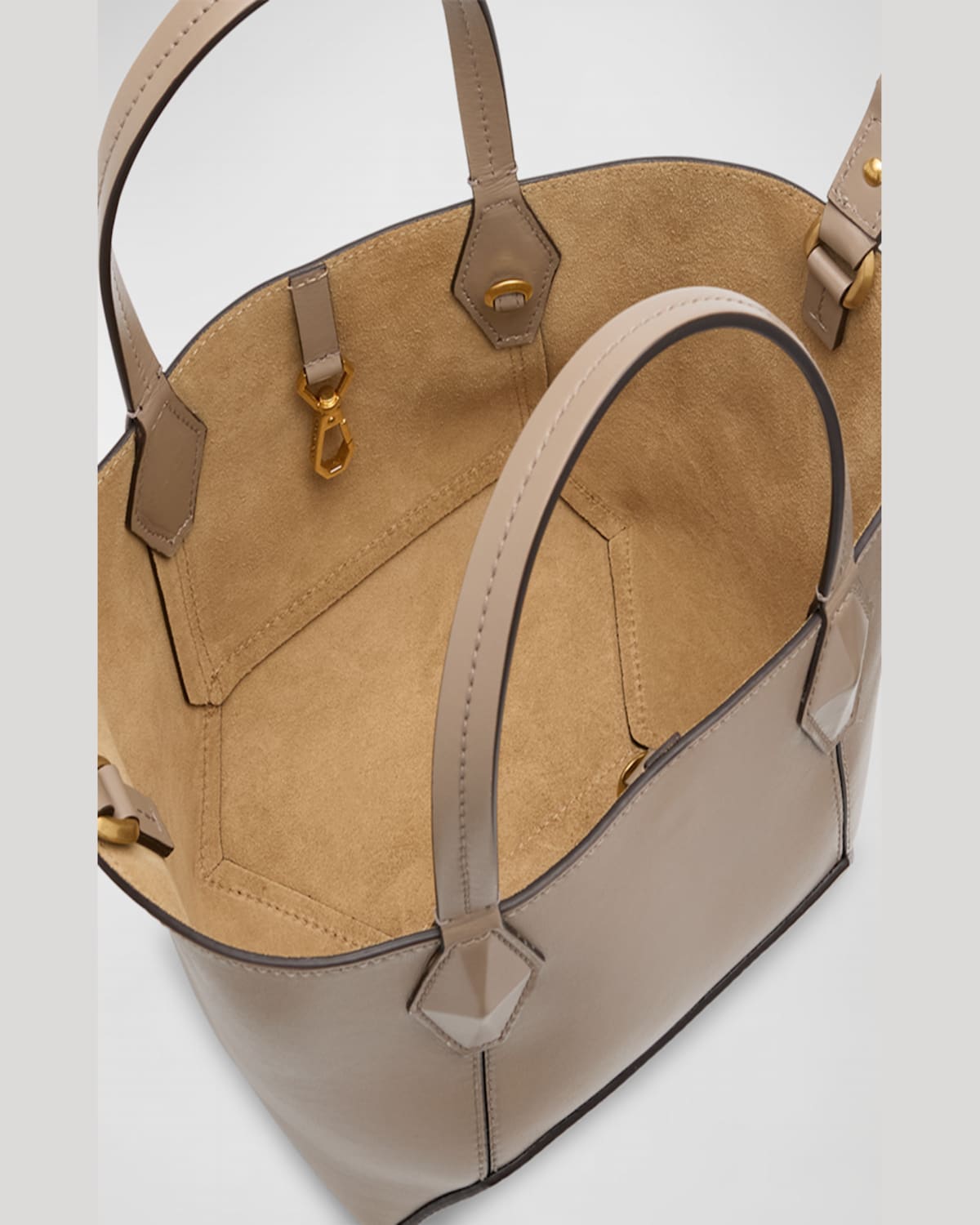 Jimmy Choo Small Diamond Leather Tote Bag In Taupe
