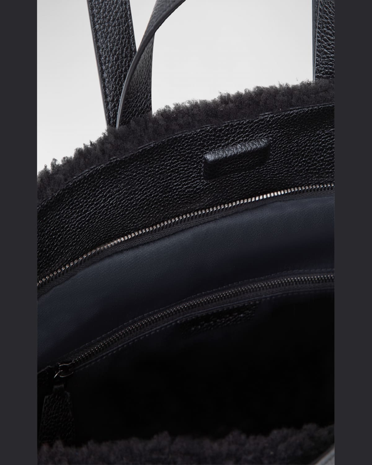 Akris Ai Medium Sheep Shearling And Leather Backpack In Black