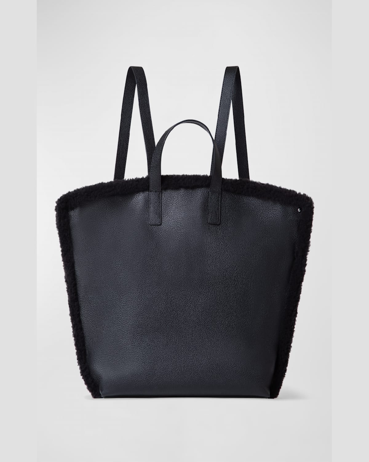 Akris Ai Medium Sheep Shearling And Leather Backpack In Black