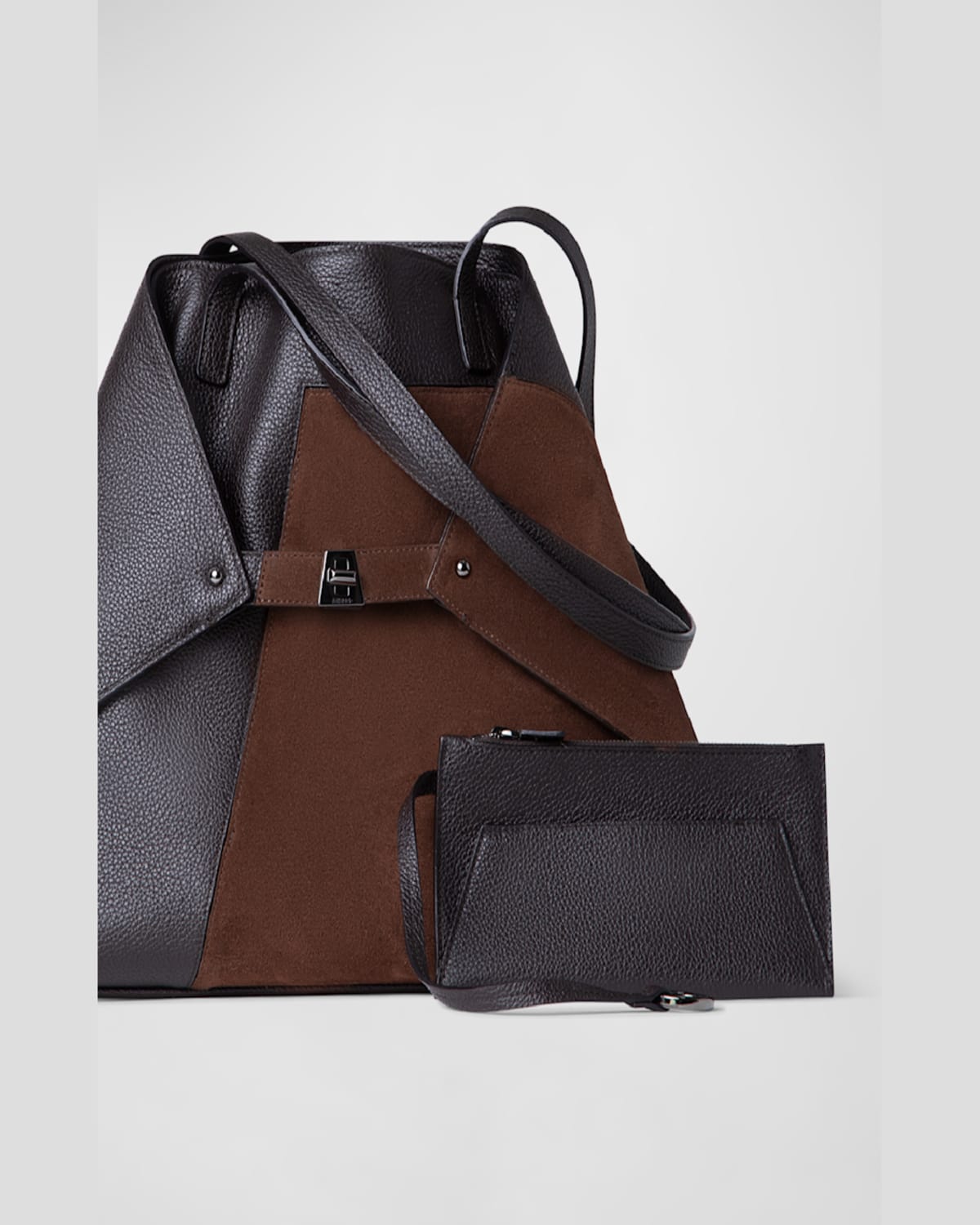 Akris Ai Medium Patchwork Leather Tote Bag In Mocca