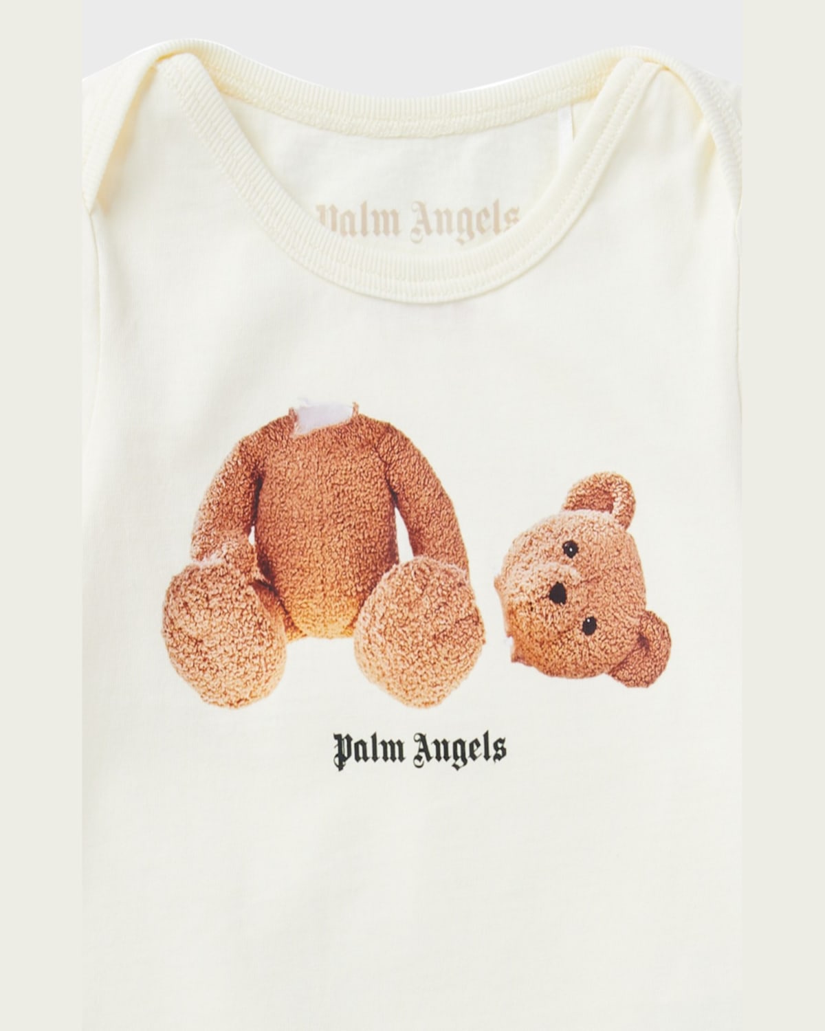 Palm Angels Girl's Teddy Logo-print Bodysuit In Butter Brown