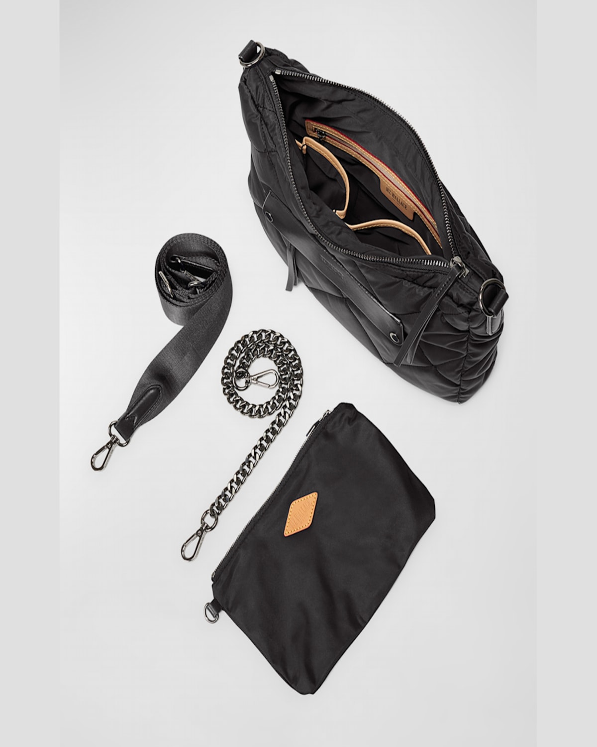 Mz Wallace Madison Everyday Quilted Nylon Crossbody Bag In Black