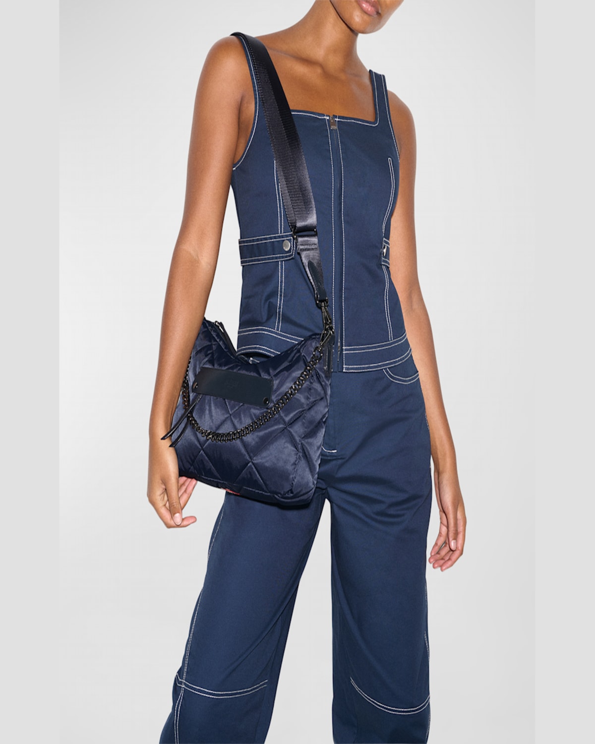 Mz Wallace Madison Everday Quilted Nylon Crossbody Bag In Navy