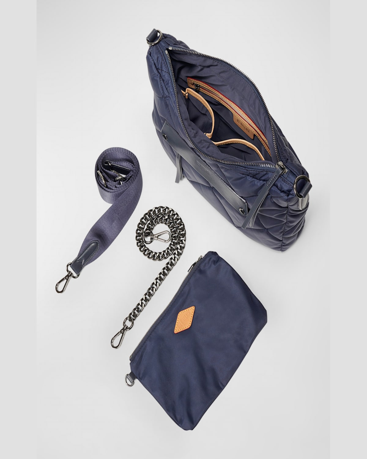Mz Wallace Madison Everday Quilted Nylon Crossbody Bag In Navy