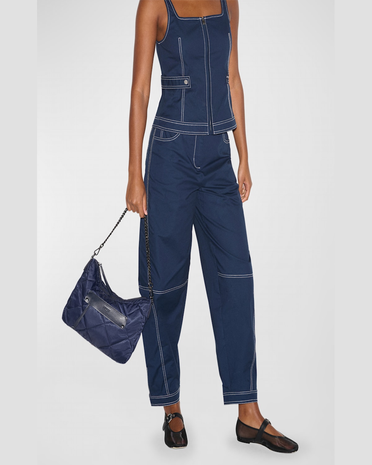 Mz Wallace Madison Everday Quilted Nylon Crossbody Bag In Navy