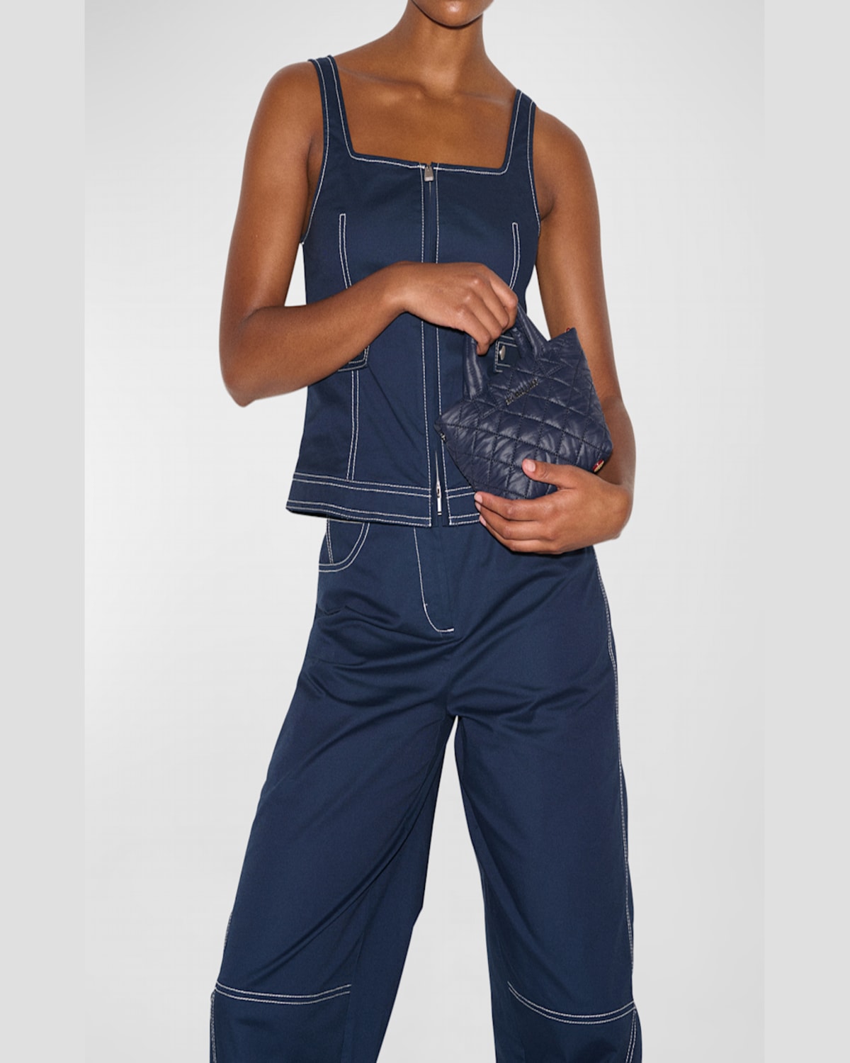 Mz Wallace Petite Metro Deluxe Quilted Nylon Tote In Navy