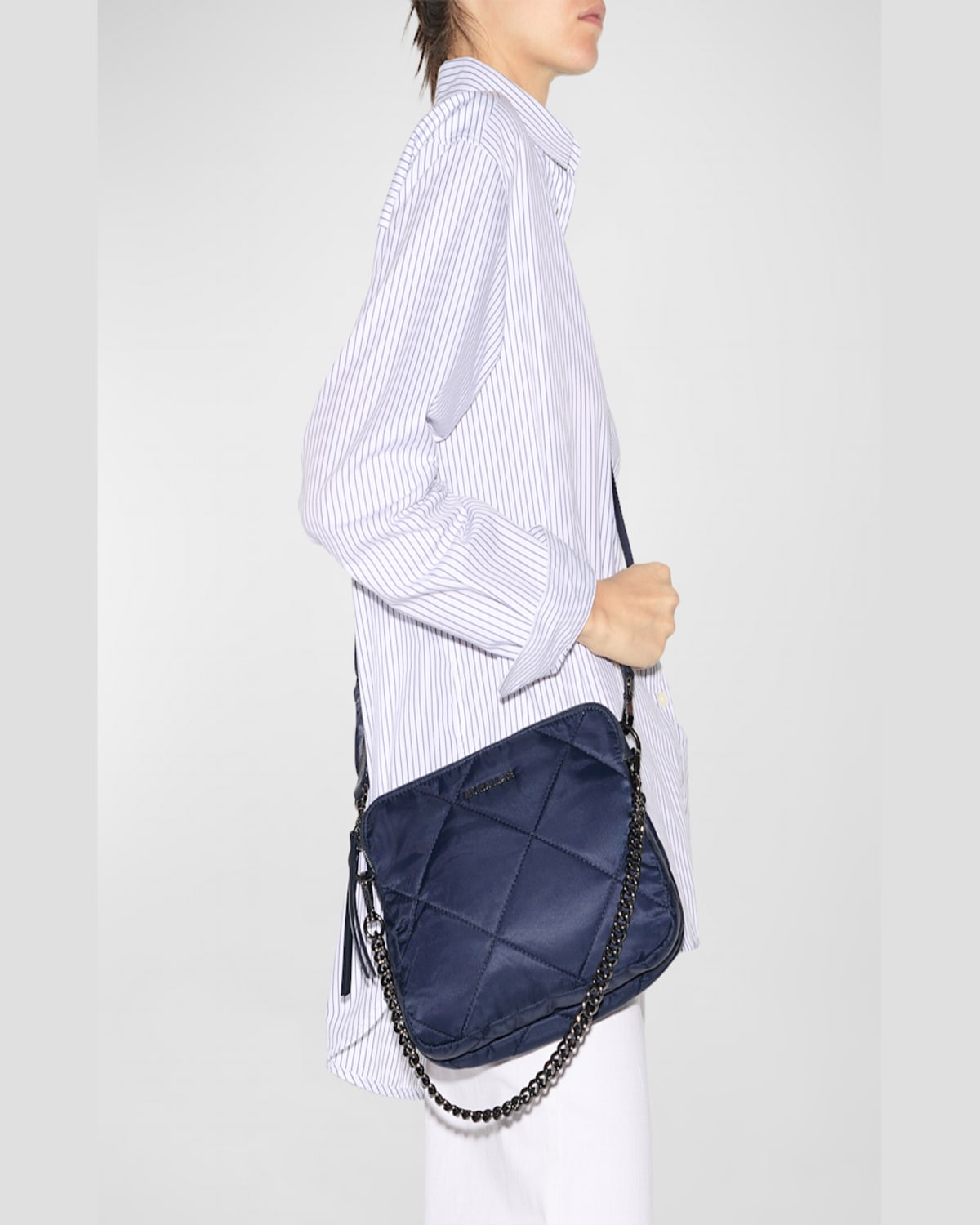Mz Wallace Madison Quilted Nylon Crossbody Bag In Navy