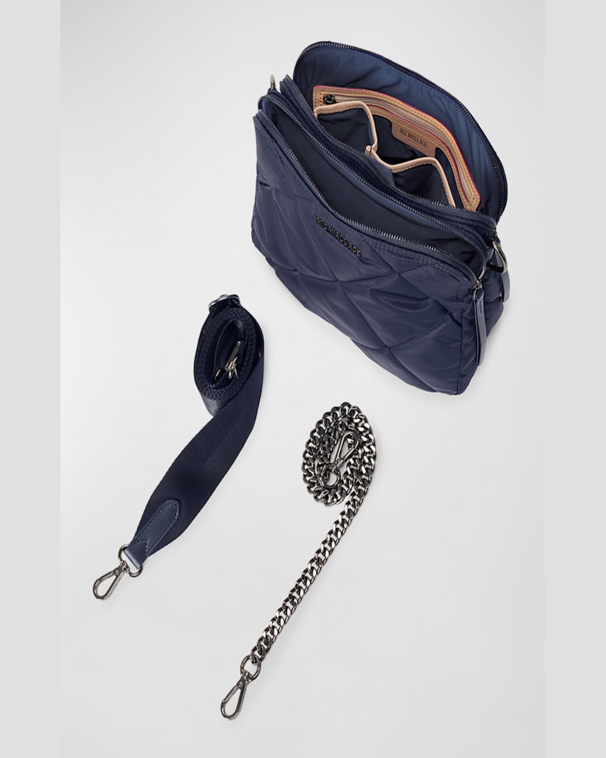Mz Wallace Madison Quilted Nylon Crossbody Bag In Navy