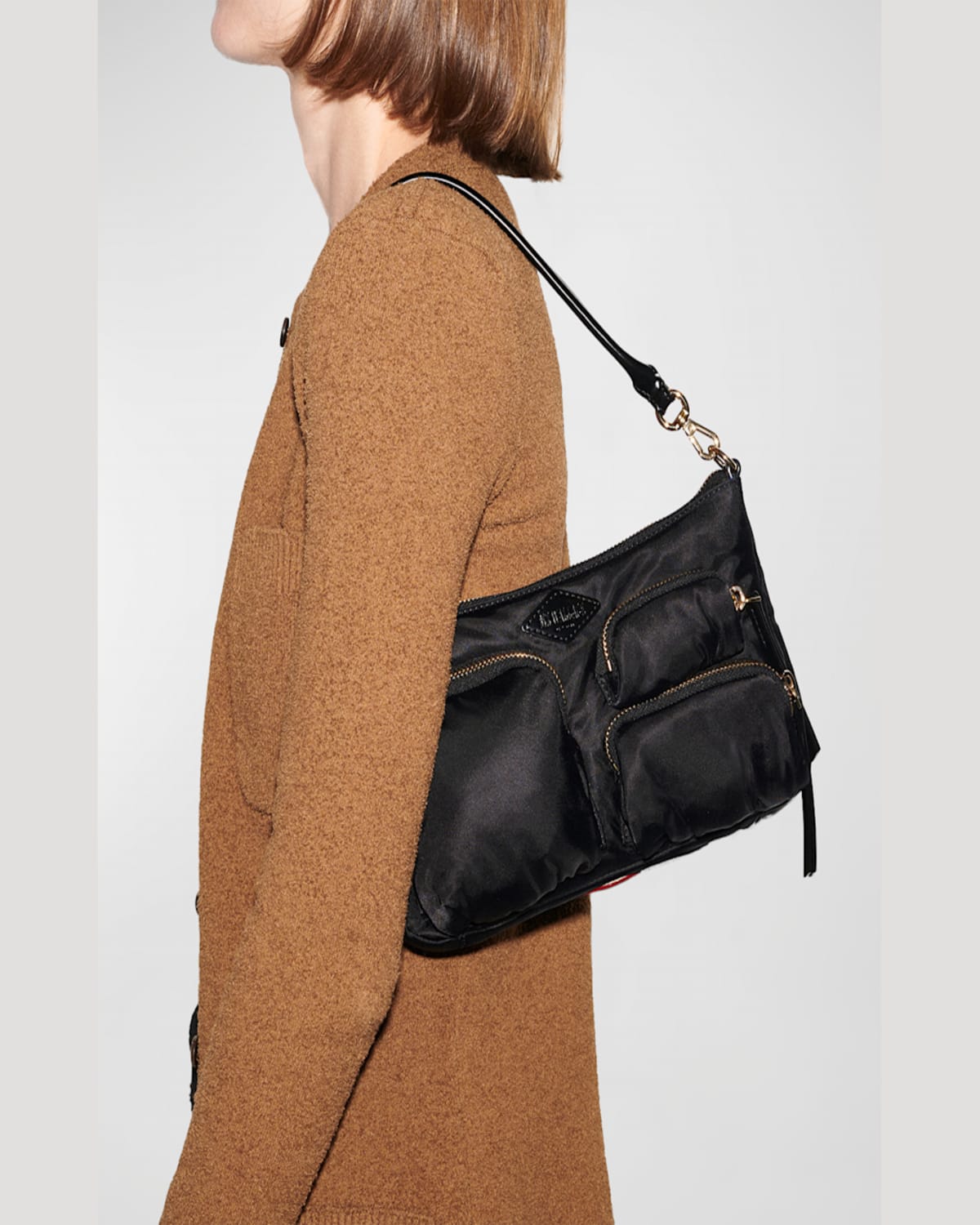 Mz Wallace Chelsea Petite Nylon Shoulder Bag In Black