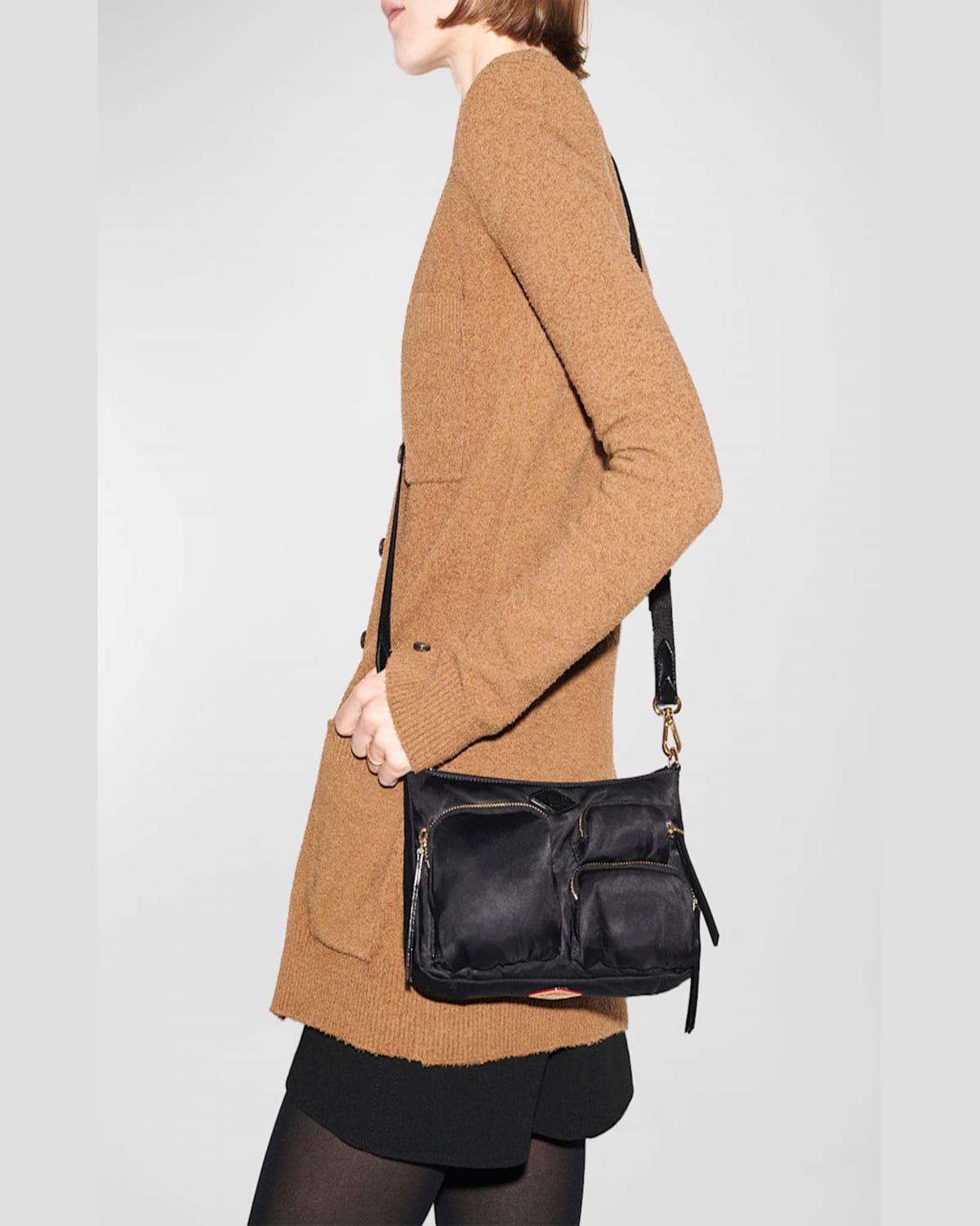 Mz Wallace Chelsea Petite Nylon Shoulder Bag In Black