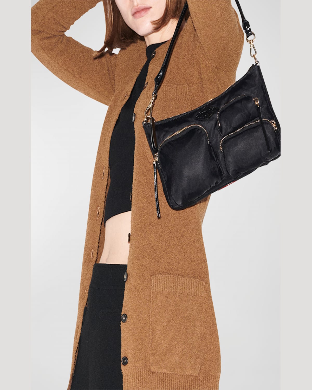 Mz Wallace Chelsea Petite Nylon Shoulder Bag In Black