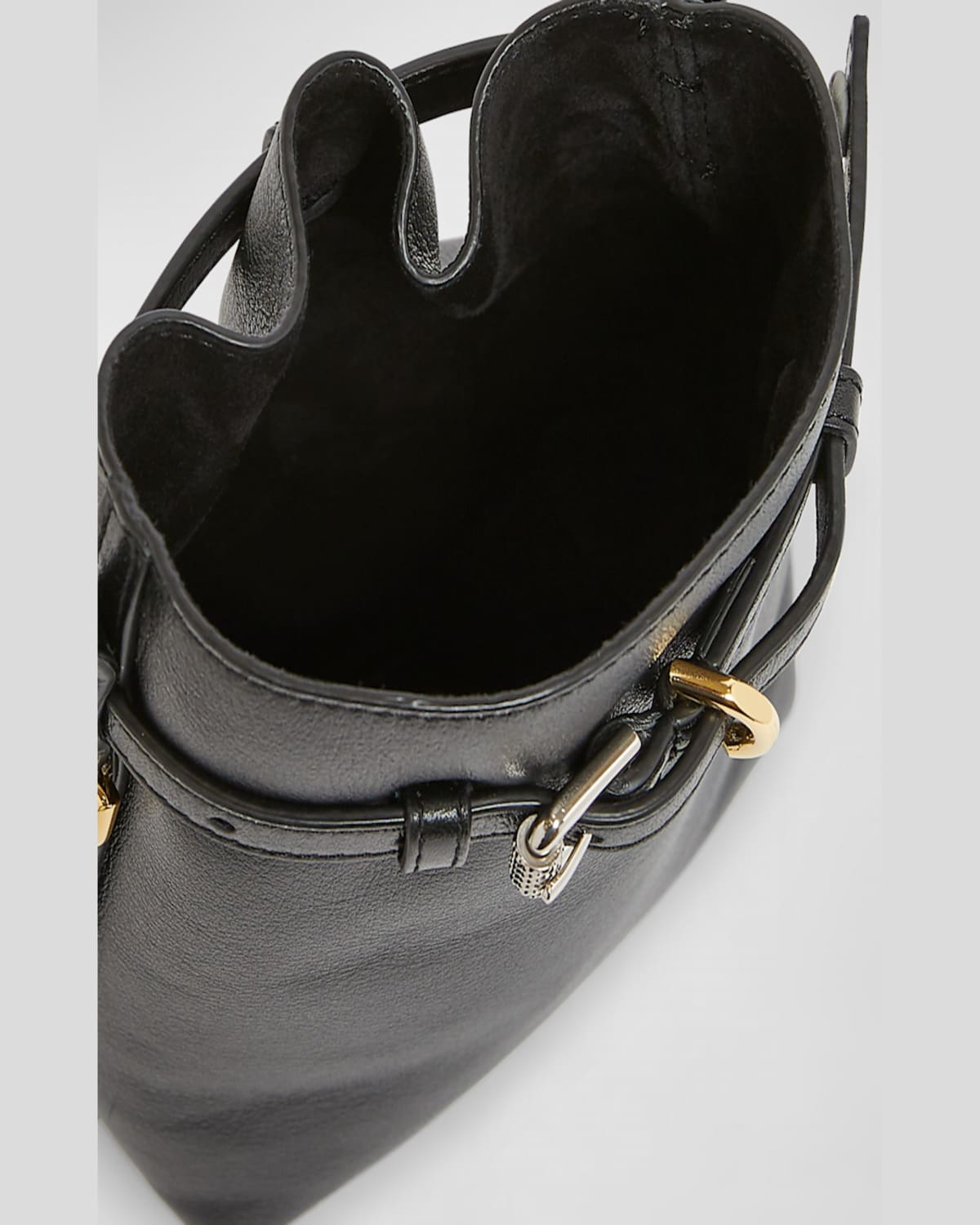 Givenchy Voyou Phone Pouch Bucket Bag In Shiny Tumbled Leather In Black