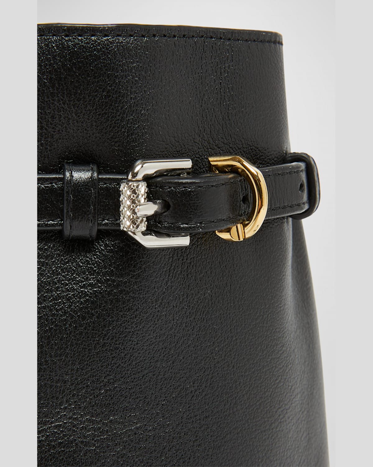 Givenchy Voyou Phone Pouch Bucket Bag In Shiny Tumbled Leather In Black