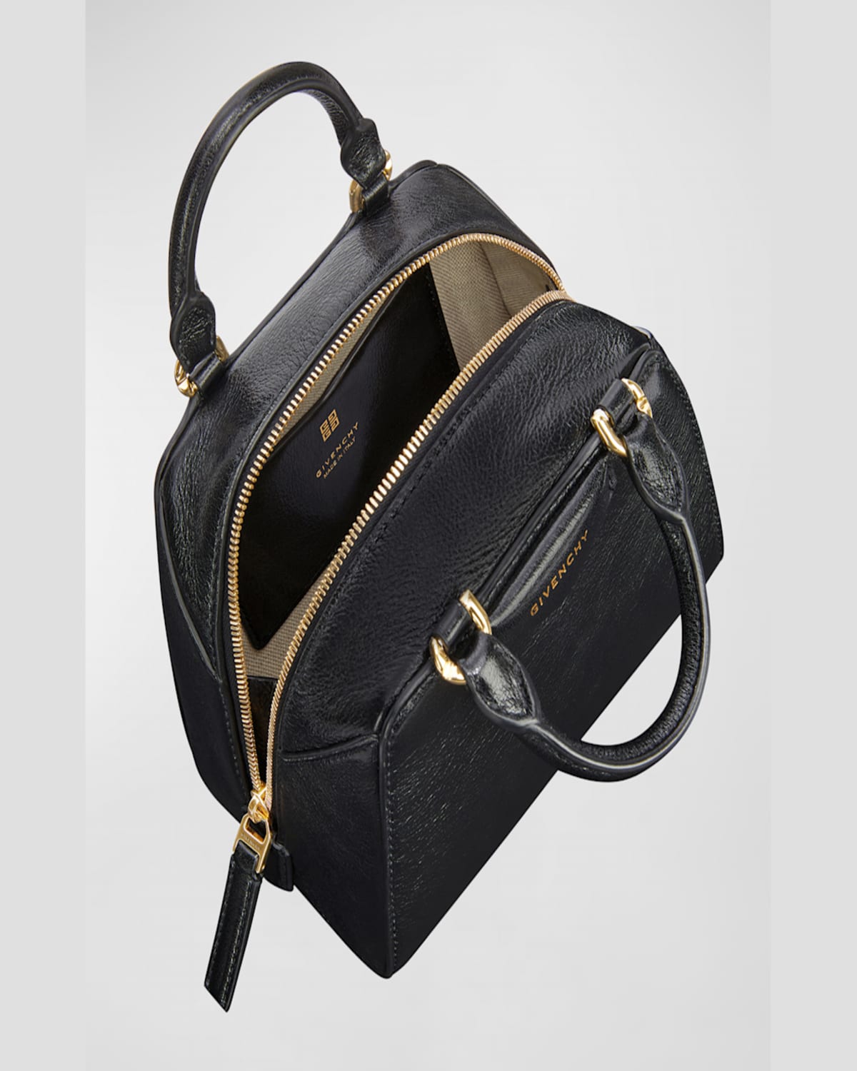 Givenchy Antigona Cube Nano Top-handle Bag In Shiny Tumbled Leather In Black