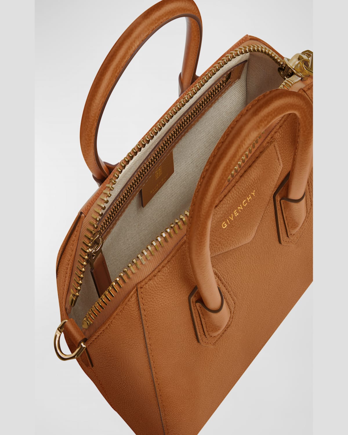 Givenchy Antigona Mini Top-handle Bag In Shiny Tumbled Leather In Soft Tan