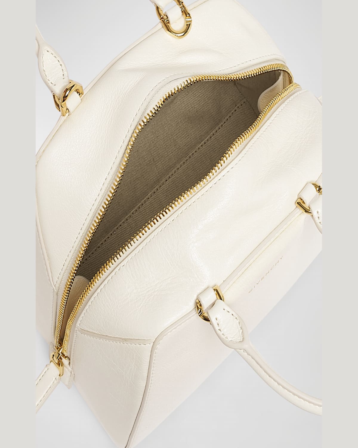 Givenchy Antigona Cube Mini Top-handle Bag In Shiny Tumbled Leather In Ivory