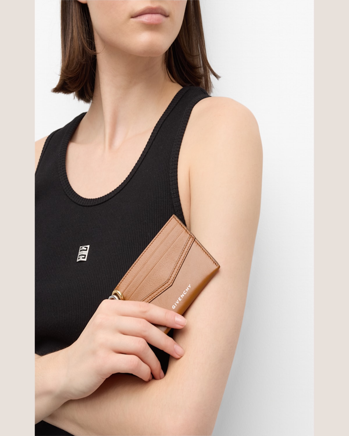 Givenchy Voyou Card Case In Tumbled Leather In Soft Tan