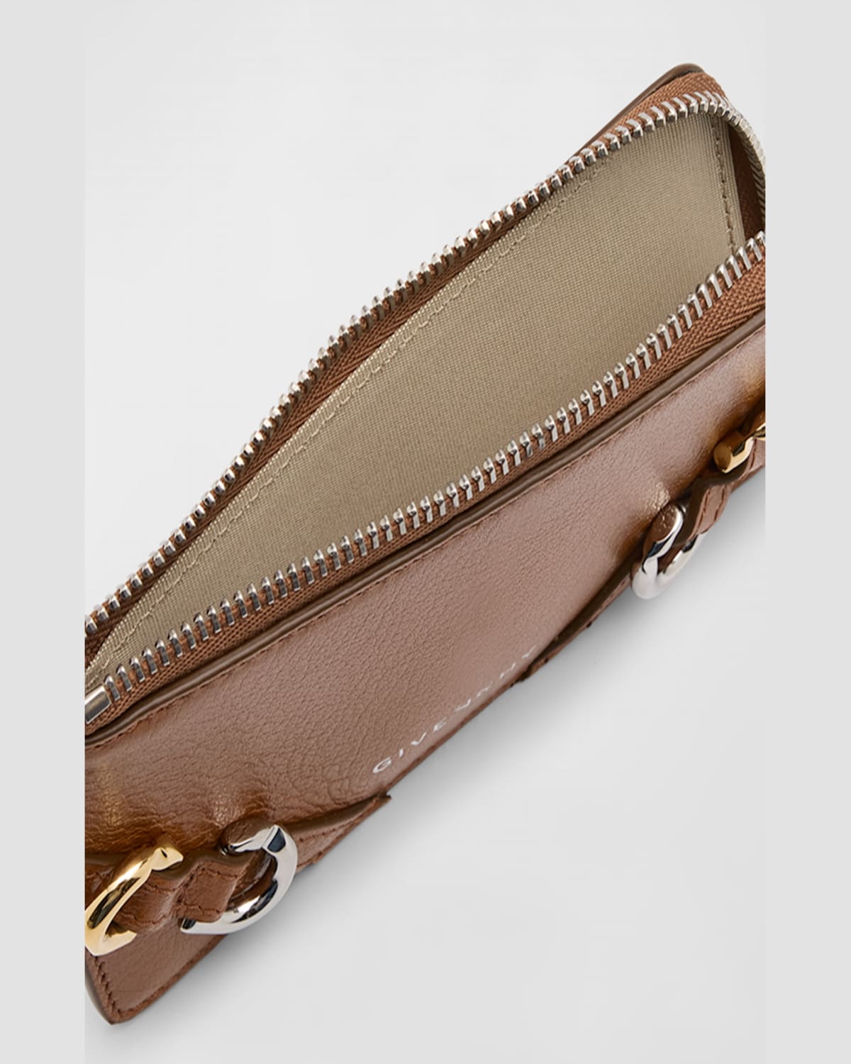 Givenchy Women's Voyou Zipped Card Holder In Leather In Soft Tan