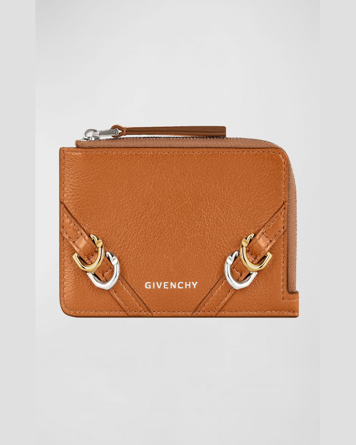 Givenchy Women's Voyou Zipped Card Holder In Leather In Soft Tan